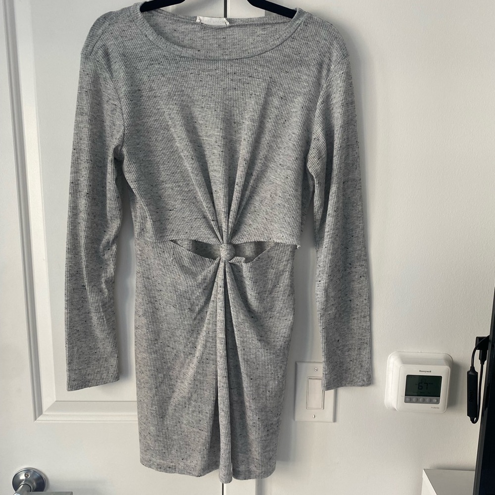 Honey Punch Long Sleeve Dress with Knot Cut Out | Medium